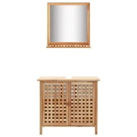 Mueble de lavabo con espejo de madera maciza de nogal de vidaXL, Muebles de baño - Ref: Foro24-247607, Precio: 107,21 €, Desc...