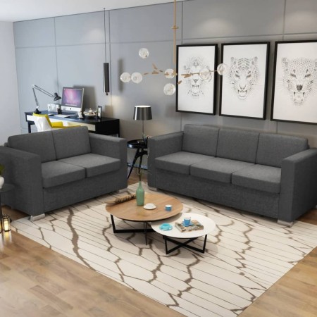 Conjunto de sofás 2 unidades tela gris oscuro de , Sofás - Ref: Foro24-274214, Precio: 874,03 €, Descuento: %