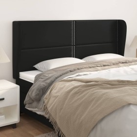 Cabecero con orejas cuero sintético negro 203x23x118/128 cm de , Cabeceros y pies de cama - Ref: Foro24-3117924, Precio: 110,...