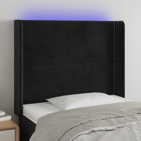 Cabecero con LED de terciopelo negro 83x16x118/128 cm de , Cabeceros y pies de cama - Ref: Foro24-3123940, Precio: 70,70 €, D...