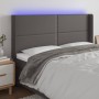 Cabecero con LED cuero sintético gris 203x16x118/128 cm de , Cabeceros y pies de cama - Ref: Foro24-3124020, Precio: 116,43 €...