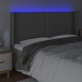 Cabecero con LED cuero sintético gris 203x16x118/128 cm de , Cabeceros y pies de cama - Ref: Foro24-3124020, Precio: 116,43 €...