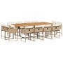 Set comedor de jardín con cojines 13 pzas ratán sintético beige en Conjuntos de jardín | Comprar online en Foru.es