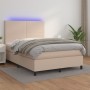 Cama box spring colchón LED cuero sintético capuchino 140x190cm de , Camas y somieres - Ref: Foro24-3135824, Precio: 497,94 €...