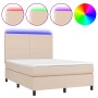 Cama box spring colchón LED cuero sintético capuchino 140x190cm de , Camas y somieres - Ref: Foro24-3135824, Precio: 497,94 €...