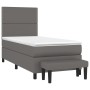 Cama box spring con colchón cuero sintético gris 100x200 cm de , Camas y somieres - Ref: Foro24-3137591, Precio: 383,35 €, De...