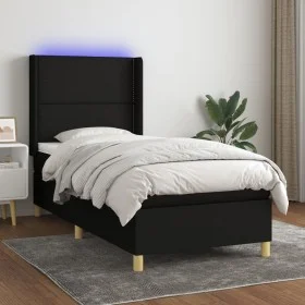 Box spring bed mattress and LED lights black fabric 80x200 cm by , Beds and slatted bases - Ref: Foro24-3138751, Price: 316,3...