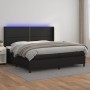 Cama box spring colchón y LED cuero sintético negro 200x200 cm de , Camas y somieres - Ref: Foro24-3139343, Precio: 682,91 €,...