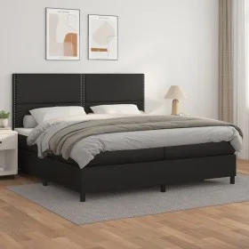 Cama box spring con colchón cuero sintético negro 200x200 cm de , Camas y somieres - Ref: Foro24-3142803, Precio: 680,94 €, D...