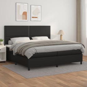 Cama box spring con colchón cuero sintético negro 200x200 cm de , Camas y somieres - Ref: Foro24-3142803, Precio: 671,13 €, D...