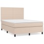 Cama box spring con colchón cuero sintético capuchino 140x190cm de , Camas y somieres - Ref: Foro24-3142724, Precio: 489,70 €...