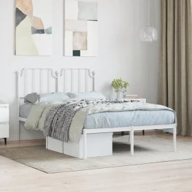 Metal bed frame with white headboard 120x190 cm by , Beds and slatted bases - Ref: Foro24-373933, Price: 84,92 €, Discount: %