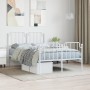 Estructura cama metal con cabecero y estribo blanco 120x200 cm de , Camas y somieres - Ref: Foro24-373952, Precio: 90,15 €, D...
