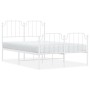 Estructura cama metal con cabecero y estribo blanco 120x200 cm de , Camas y somieres - Ref: Foro24-373952, Precio: 90,15 €, D...