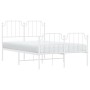 Estructura cama metal con cabecero y estribo blanco 120x200 cm de , Camas y somieres - Ref: Foro24-373952, Precio: 90,15 €, D...