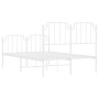 Estructura cama metal con cabecero y estribo blanco 120x200 cm de , Camas y somieres - Ref: Foro24-373952, Precio: 90,15 €, D...