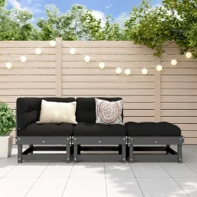 Juego de muebles de jardín 3 pzas madera maciza de pino gris by , Modular outdoor sofas - Ref: Foro24-825410, Price: 171,32 €...