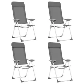 Sillas de camping plegables 4 unidades aluminio gris de vidaXL, Mobiliario de camping - Ref: Foro24-44307, Precio: 221,89 €, ...