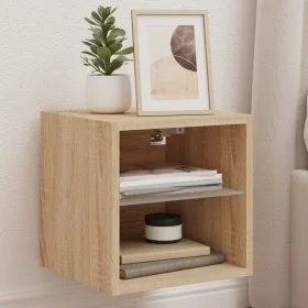Mueble de TV de pared con luces LED roble Sonoma 30x28,5x30 cm de , Muebles TV - Ref: Foro24-836977, Precio: 26,02 €, Descuen...