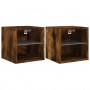 Muebles TV de pared luces LED 2 uds roble ahumado 30x28,5x30 cm de , Muebles TV - Ref: Foro24-836982, Precio: 38,88 €, Descue...