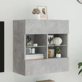 Mueble TV de pared con luces LED gris hormigón 58,5x30x60,5 cm de , Muebles TV - Ref: Foro24-837095, Precio: 55,03 €, Descuen...