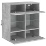 Mueble TV de pared con luces LED gris hormigón 58,5x30x60,5 cm de , Muebles TV - Ref: Foro24-837095, Precio: 55,72 €, Descuen...