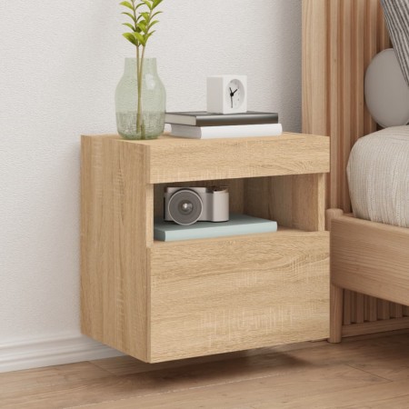Mueble de TV de pared con luces LED roble Sonoma 40x30x40 cm de , Muebles TV - Ref: Foro24-837173, Precio: 34,75 €, Descuento: %