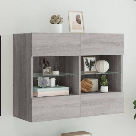 Mueble de TV de pared con luces LED gris Sonoma 78,5x30x60,5 cm de , Muebles TV - Ref: Foro24-837104, Precio: 67,57 €, Descue...