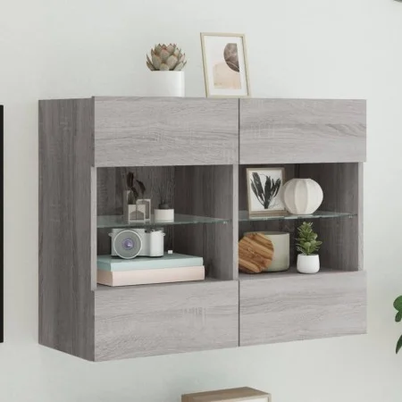 Mueble de TV de pared con luces LED gris Sonoma 78,5x30x60,5 cm de , Muebles TV - Ref: Foro24-837104, Precio: 66,72 €, Descue...