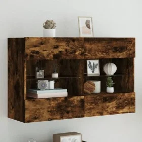 Mueble TV de pared con luces LED roble ahumado 98,5x30x60,5 cm de , Muebles TV - Ref: Foro24-837110, Precio: 73,04 €, Descuen...