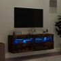 Muebles TV de pared luces LED 2 uds roble ahumado 60x30x40 cm de , Muebles TV - Ref: Foro24-837192, Precio: 88,64 €, Descuent...