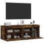 Muebles TV de pared luces LED 2 uds roble ahumado 60x30x40 cm de , Muebles TV - Ref: Foro24-837192, Precio: 88,64 €, Descuent...