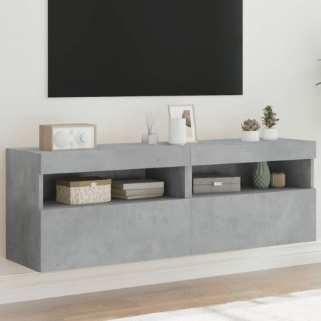 Muebles TV de pared luces LED 2 uds gris hormigón 60x30x40 cm de , Muebles TV - Ref: Foro24-837190, Precio: 86,62 €, Descuent...