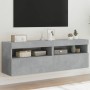Muebles TV de pared luces LED 2 uds gris hormigón 60x30x40 cm de , Muebles TV - Ref: Foro24-837190, Precio: 86,62 €, Descuent...