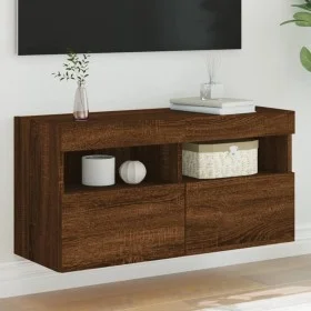 Mueble de TV de pared con luces LED roble marrón 80x30x40 cm de , Muebles TV - Ref: Foro24-837209, Precio: 61,86 €, Descuento: %