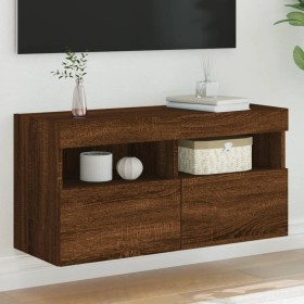 Mueble de TV de pared con luces LED roble marrón 80x30x40 cm de , Muebles TV - Ref: Foro24-837209, Precio: 65,13 €, Descuento: %
