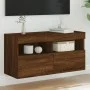 Mueble de TV de pared con luces LED roble marrón 80x30x40 cm de , Muebles TV - Ref: Foro24-837209, Precio: 61,86 €, Descuento: %
