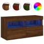 Mueble de TV de pared con luces LED roble marrón 80x30x40 cm de , Muebles TV - Ref: Foro24-837209, Precio: 61,86 €, Descuento: %