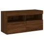Mueble de TV de pared con luces LED roble marrón 80x30x40 cm de , Muebles TV - Ref: Foro24-837209, Precio: 61,86 €, Descuento: %