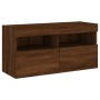 Mueble de TV de pared con luces LED roble marrón 80x30x40 cm de , Muebles TV - Ref: Foro24-837209, Precio: 65,13 €, Descuento: %