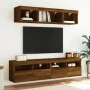 Mueble de TV de pared con luces LED roble marrón 80x30x40 cm de , Muebles TV - Ref: Foro24-837209, Precio: 61,86 €, Descuento: %