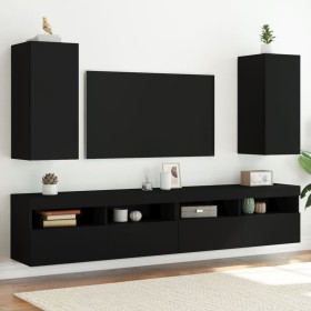 Muebles de TV de pared con luces LED 2 uds negro 30,5x35x70 cm de , Muebles TV - Ref: Foro24-837235, Precio: 99,60 €, Descuen...