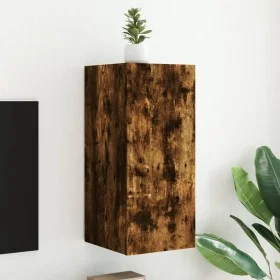 Mueble de TV de pared con luces LED roble ahumado 30,5x35x70 cm de , Muebles TV - Ref: Foro24-837240, Precio: 46,14 €, Descue...