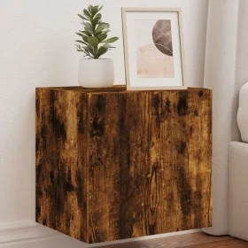Mueble de TV de pared con luces LED roble ahumado 40,5x35x40 cm de , Muebles TV - Ref: Foro24-837254, Precio: 41,24 €, Descue...