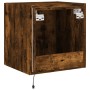 Mueble de TV de pared con luces LED roble ahumado 40,5x35x40 cm de , Muebles TV - Ref: Foro24-837254, Precio: 41,76 €, Descue...