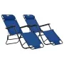 Tumbonas plegables con reposapiés 2 unidades acero azul de vidaXL, Tumbonas - Ref: Foro24-44342, Precio: 118,46 €, Descuento: %