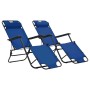 Tumbonas plegables con reposapiés 2 unidades acero azul de vidaXL, Tumbonas - Ref: Foro24-44342, Precio: 137,23 €, Descuento: %