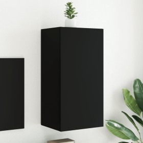 Mueble de TV de pared con luces LED negro 40,5x35x80 cm de , Muebles TV - Ref: Foro24-837261, Precio: 60,10 €, Descuento: %
