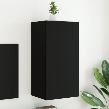 Mueble de TV de pared con luces LED negro 40,5x35x80 cm de , Muebles TV - Ref: Foro24-837261, Precio: 60,10 €, Descuento: %