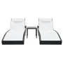Tumbonas con mesita 2 unidades ratán sintético textilene negro de vidaXL, Tumbonas - Ref: Foro24-44894, Precio: 315,19 €, Des...